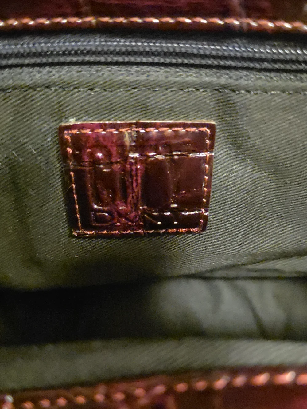 Vintage City DKNY Deep Purple Crocodile Embossed Top Handle Bag Tote EUC